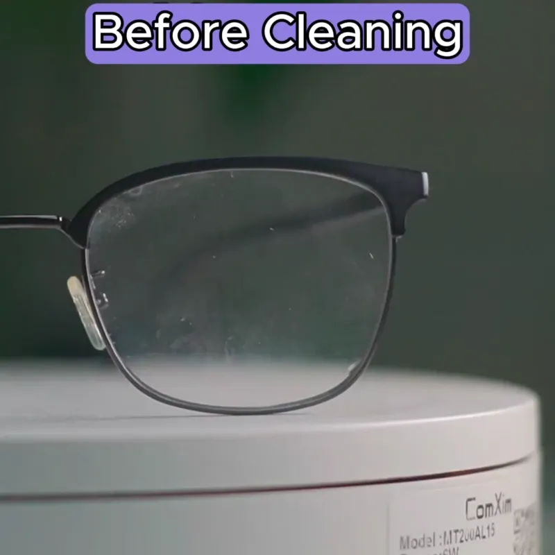 Glasses before cleaning showing smudges