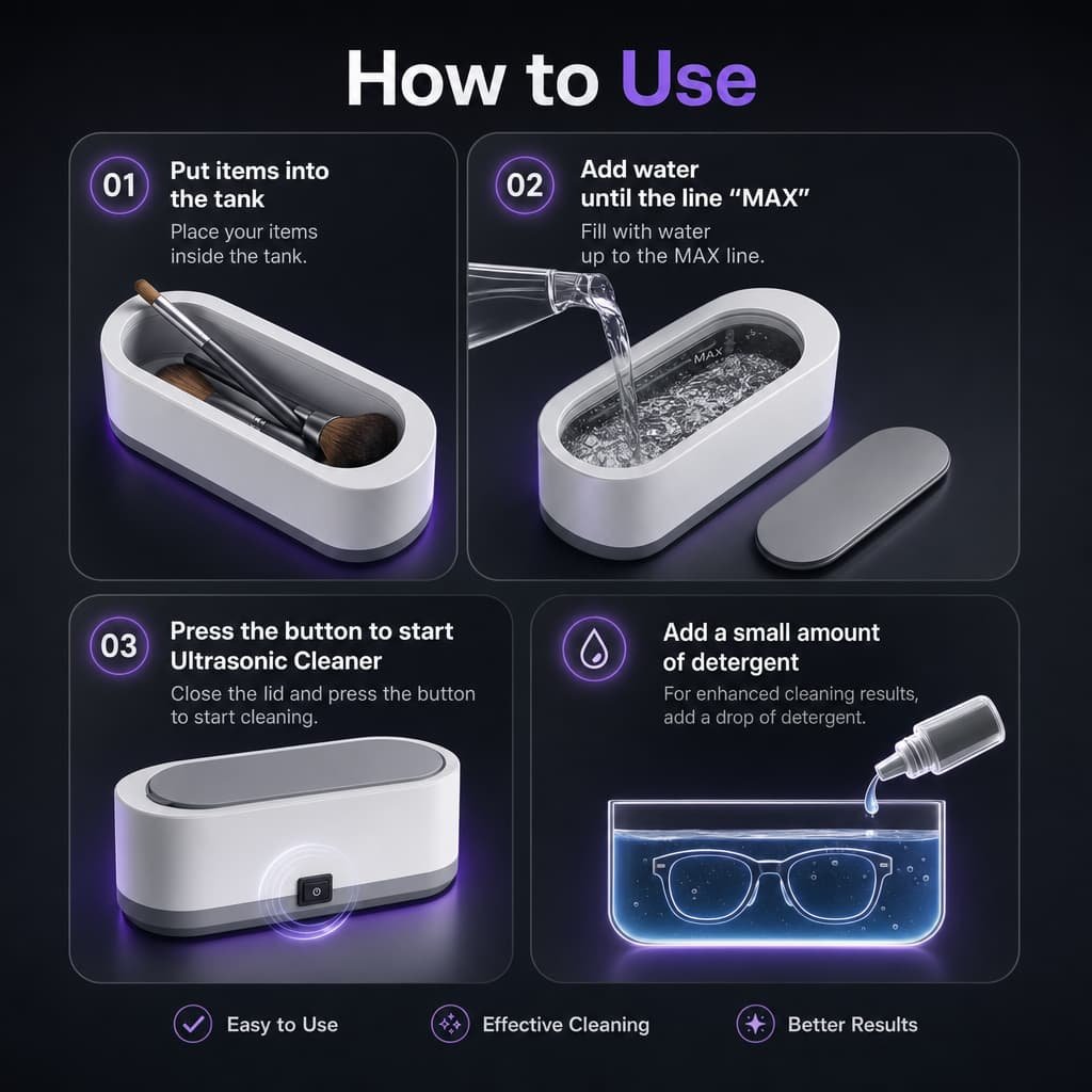 How to use the ultrasonic cleaner - 4 simple steps